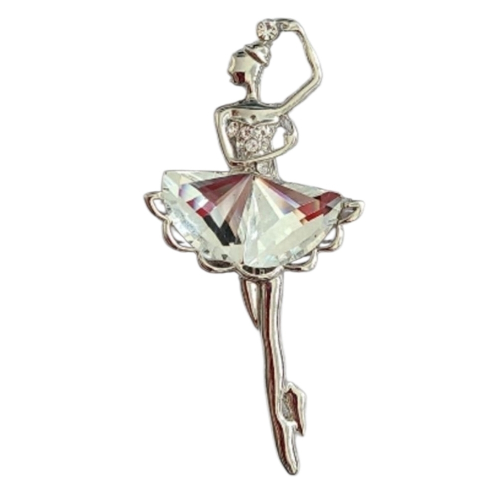 TRÏBE CZ Ballerina Pin Silver Brooch NWOT